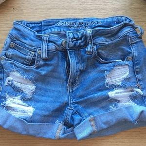 Blue denim shorts